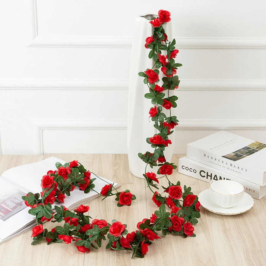 250CM Artificial Rose Vine – Decorative Fake Flower Garland