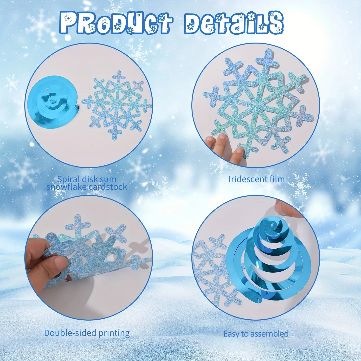 24pcs Frozen Style Snowflake Ceiling Streamers