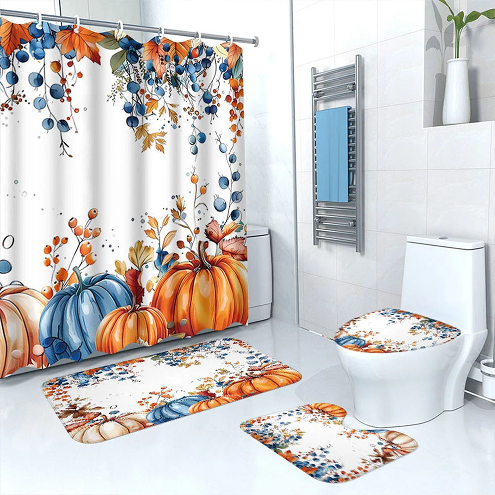 Thanksgiving Shower Curtain Bathroom Set – 4 Pie