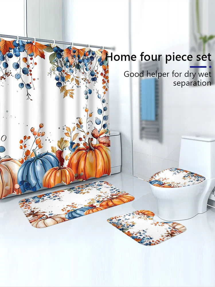 Thanksgiving Shower Curtain Bathroom Set – 4 Pie