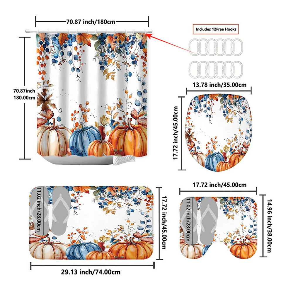 Thanksgiving Shower Curtain Bathroom Set – 4 Pie