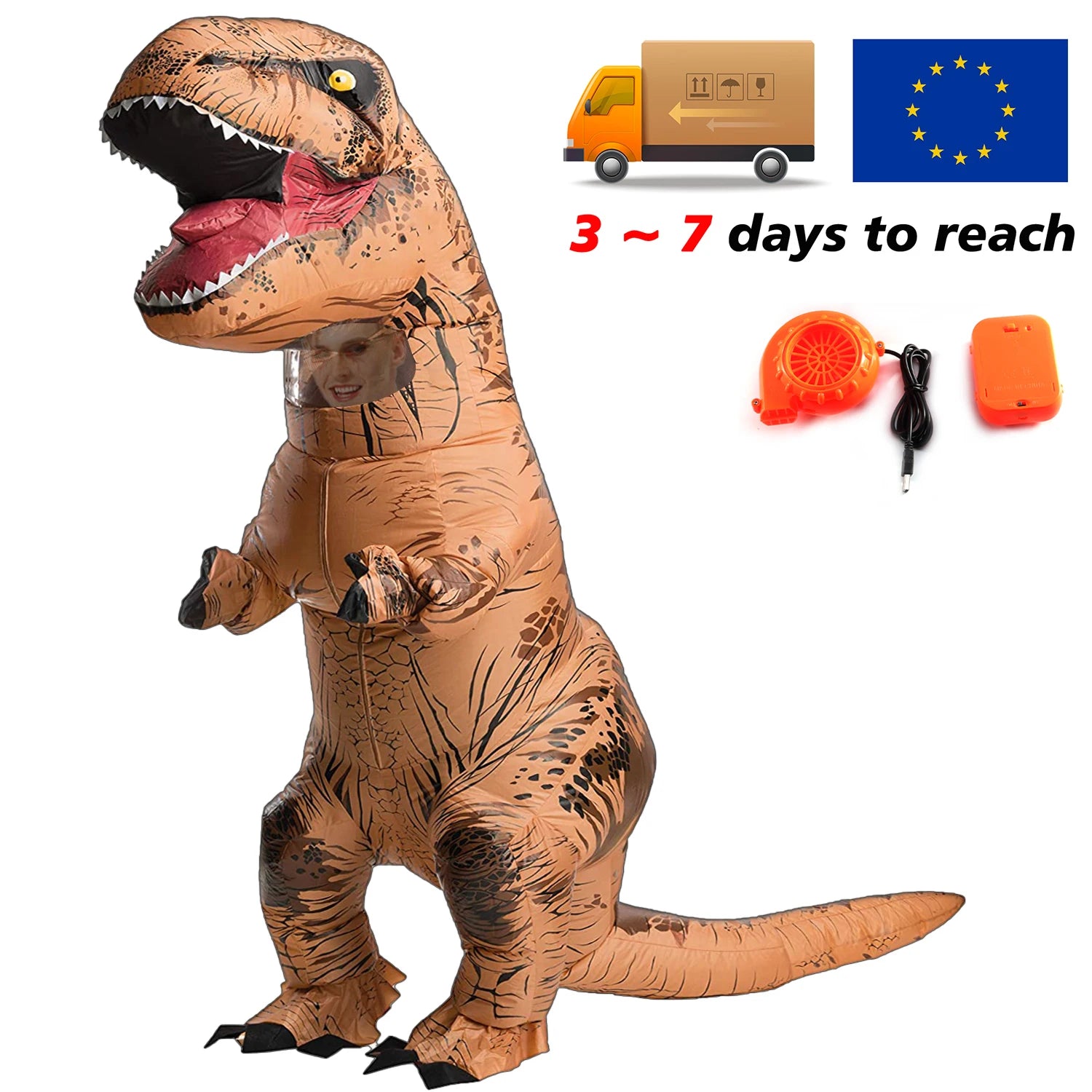 Inflatable T-Rex Dinosaur Costume – Kids & Adults Halloween Outfit