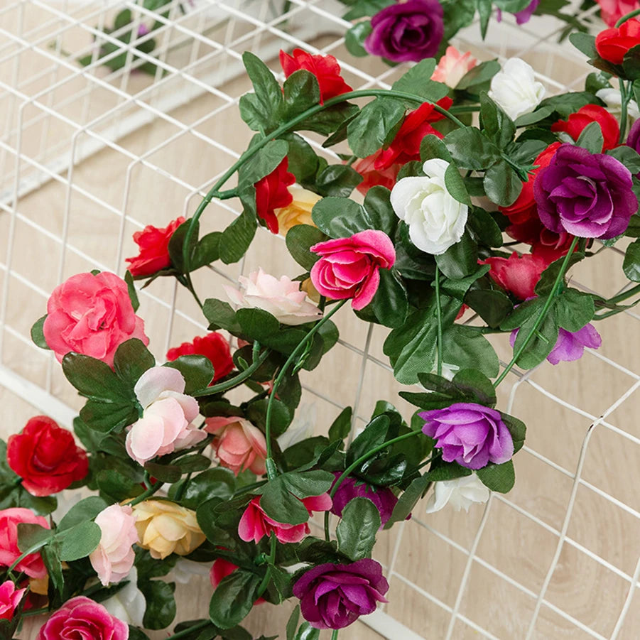250CM Artificial Rose Vine – Decorative Fake Flower Garland