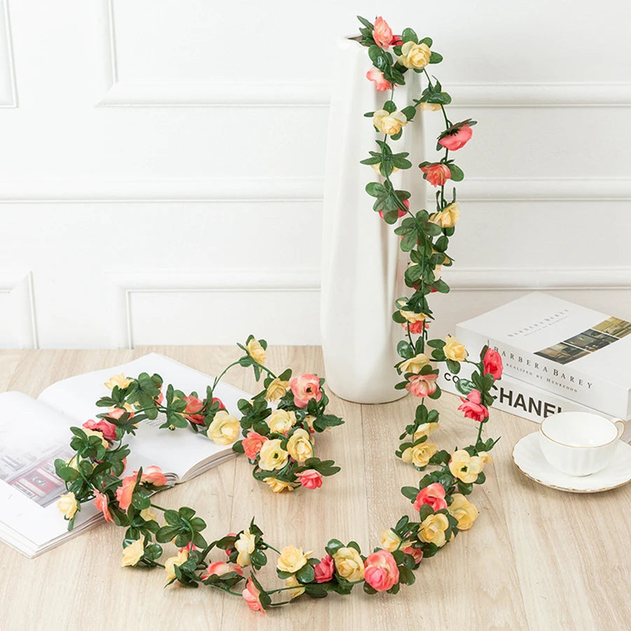 250CM Artificial Rose Vine – Decorative Fake Flower Garland