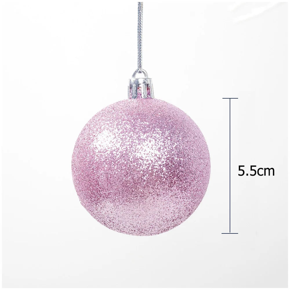 12Pcs 5.5cm Plastic Christmas Tree Ball Ornaments