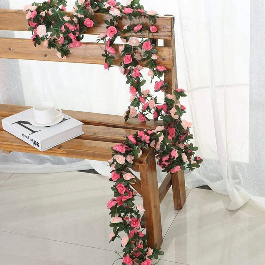 250CM Artificial Rose Vine – Decorative Fake Flower Garland