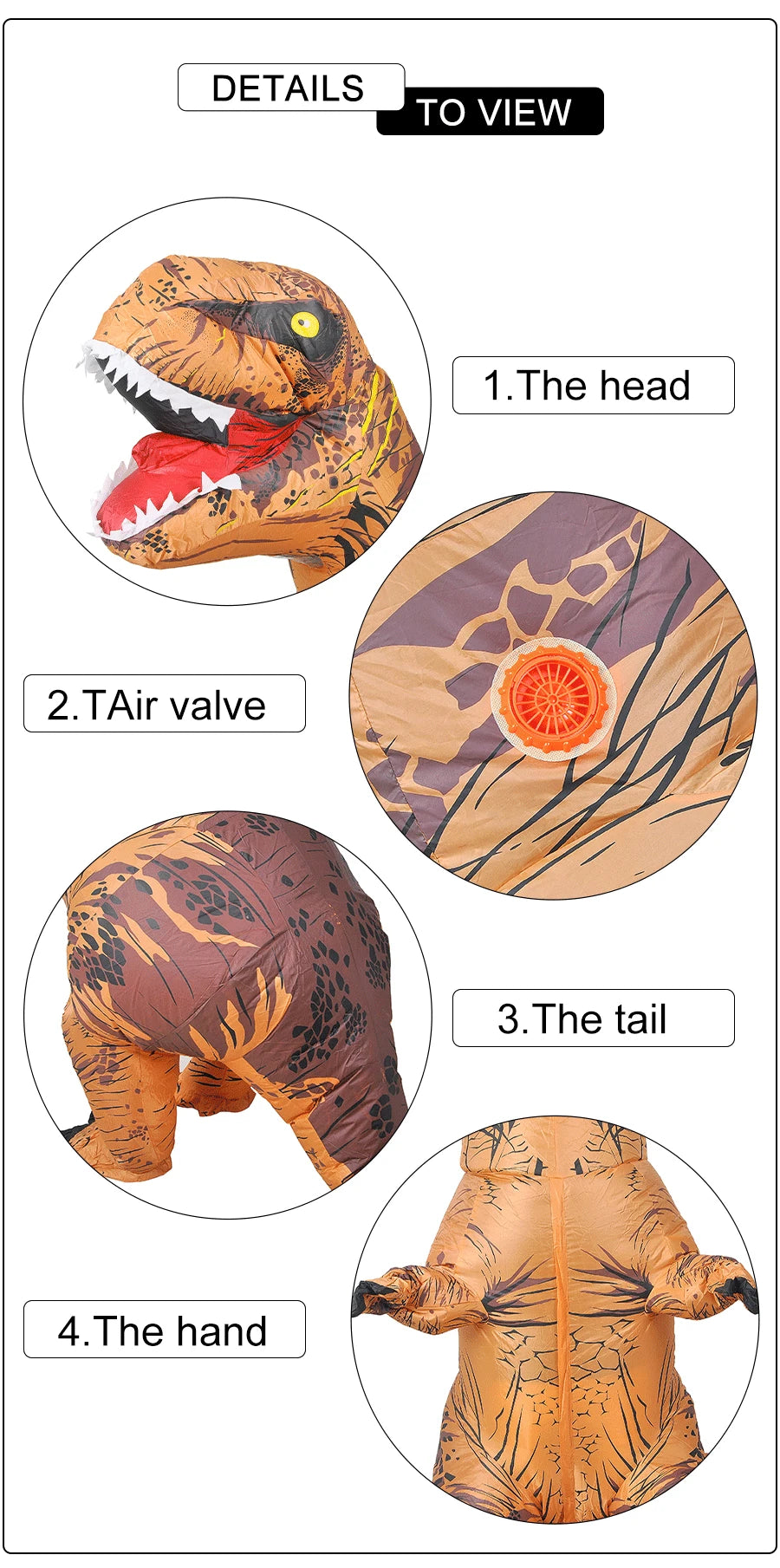 Inflatable T-Rex Dinosaur Costume – Kids & Adults Halloween Outfit