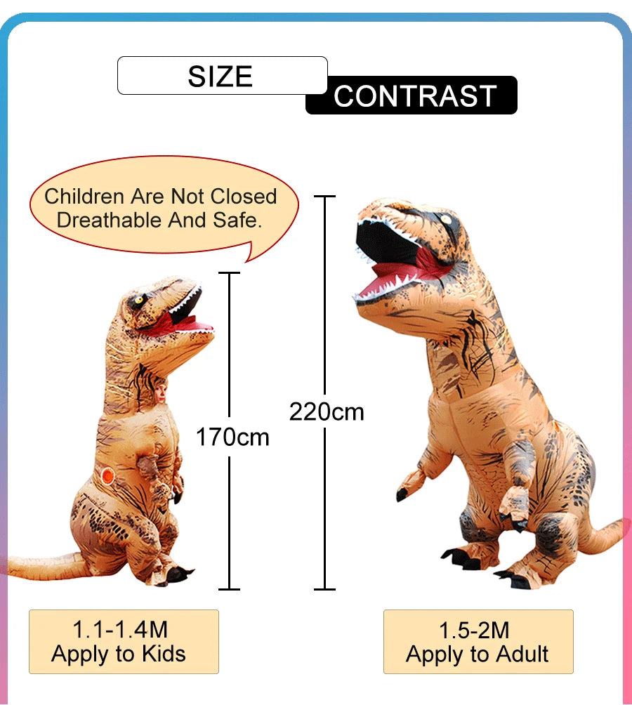 Inflatable T-Rex Dinosaur Costume – Kids & Adults Halloween Outfit