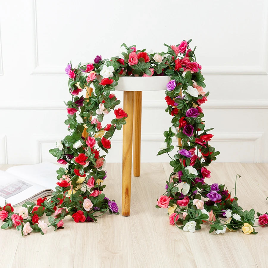 250CM Artificial Rose Vine – Decorative Fake Flower Garland