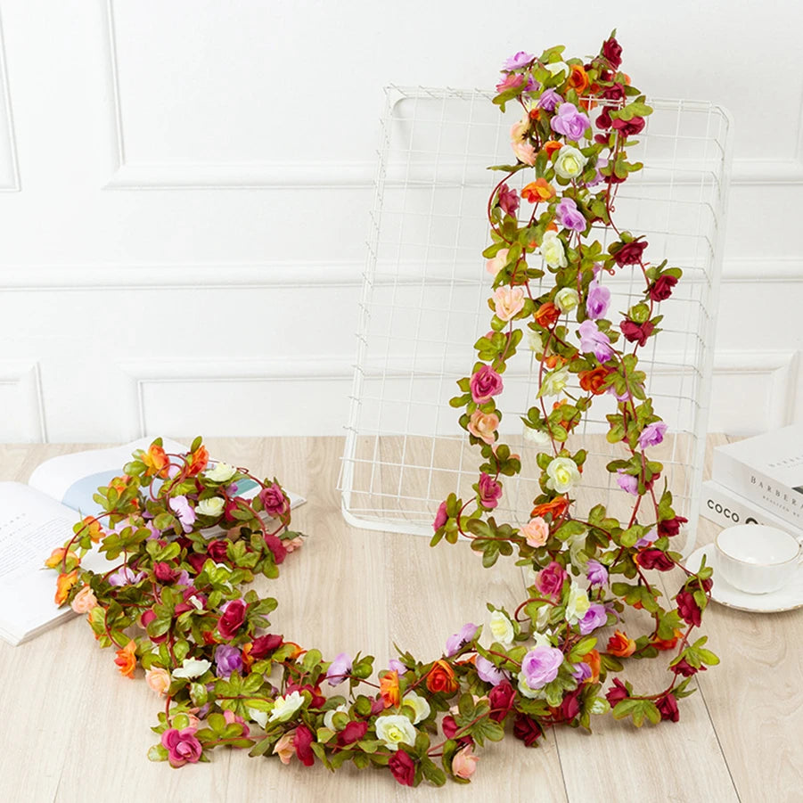 250CM Artificial Rose Vine – Decorative Fake Flower Garland
