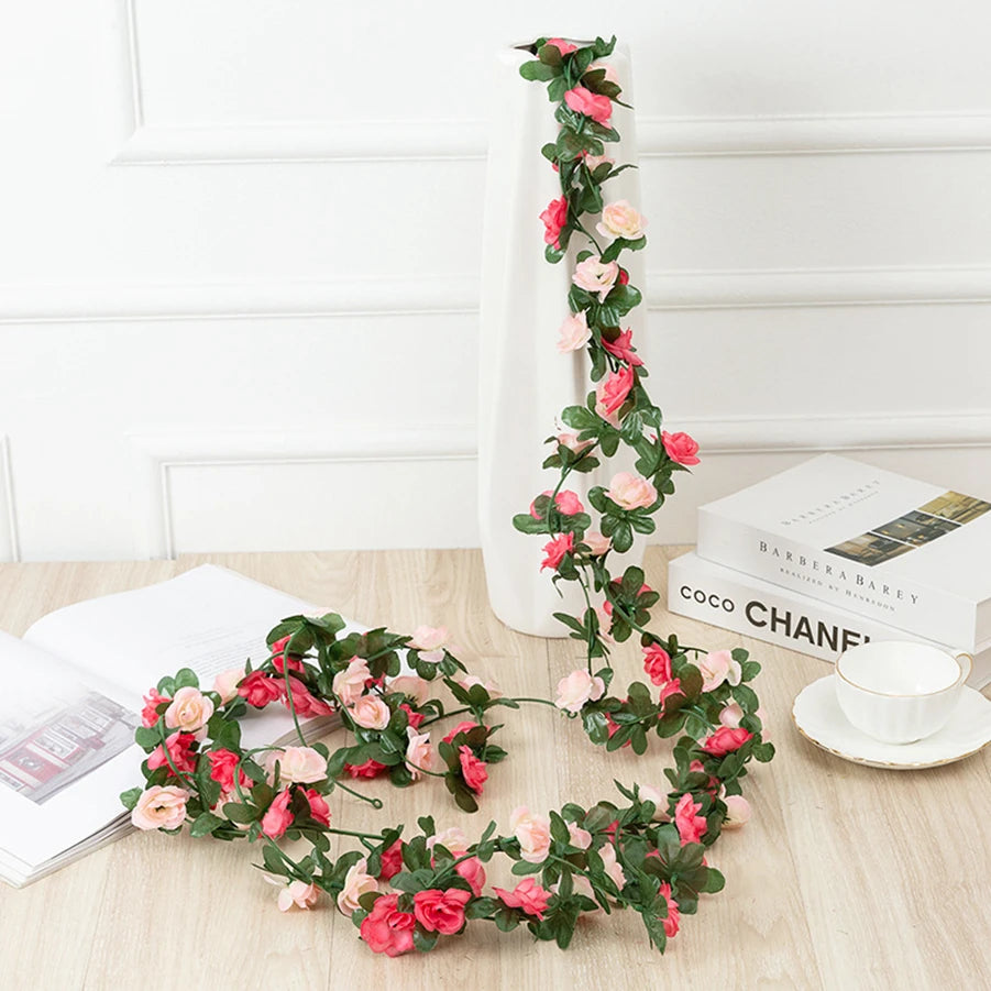 250CM Artificial Rose Vine – Decorative Fake Flower Garland