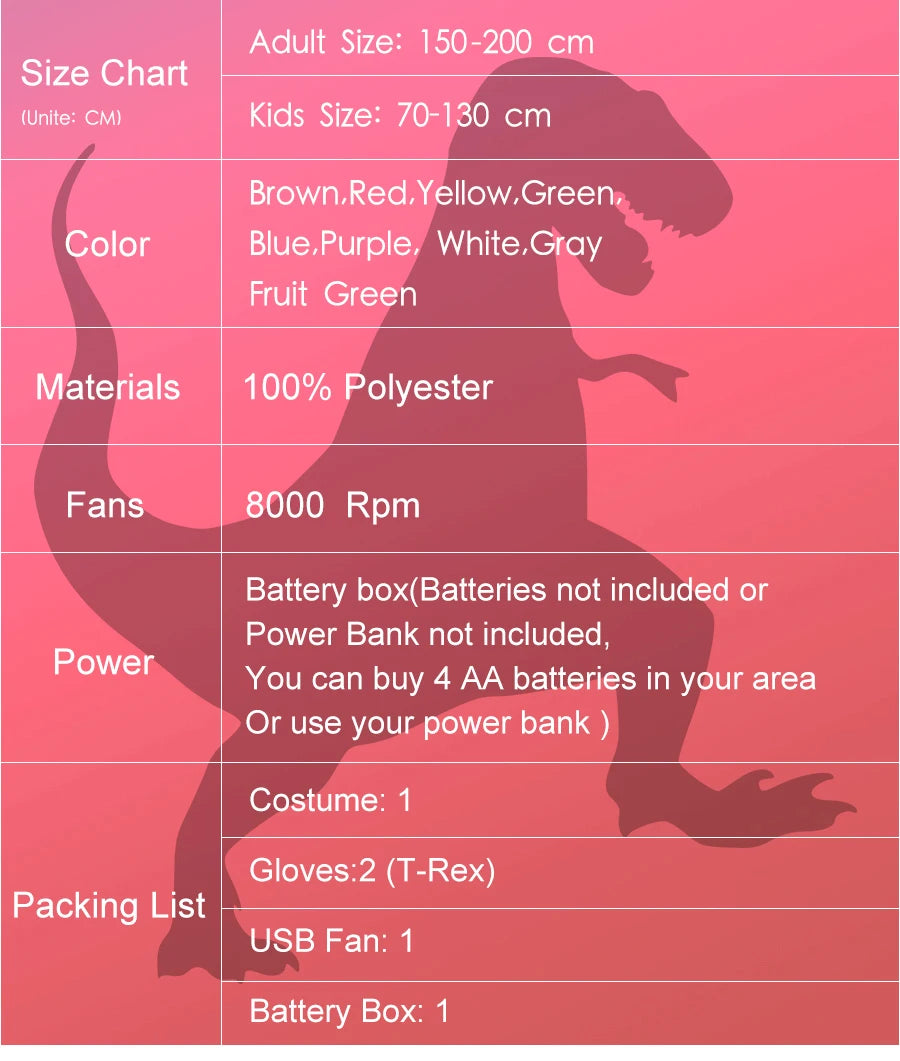 Inflatable T-Rex Dinosaur Costume – Kids & Adults Halloween Outfit