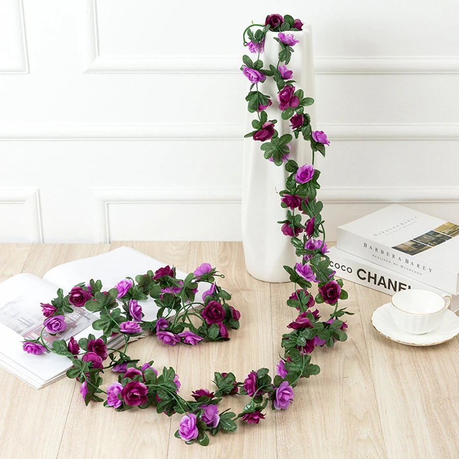 250CM Artificial Rose Vine – Decorative Fake Flower Garland