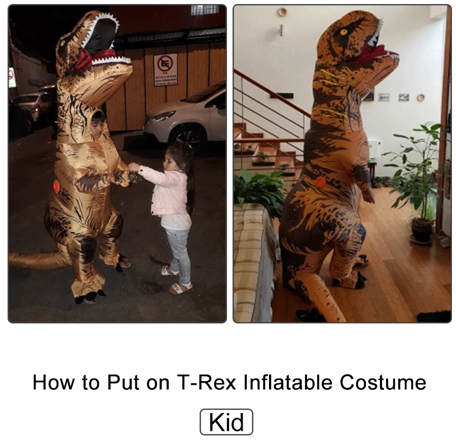 Inflatable T-Rex Dinosaur Costume – Kids & Adults Halloween Outfit
