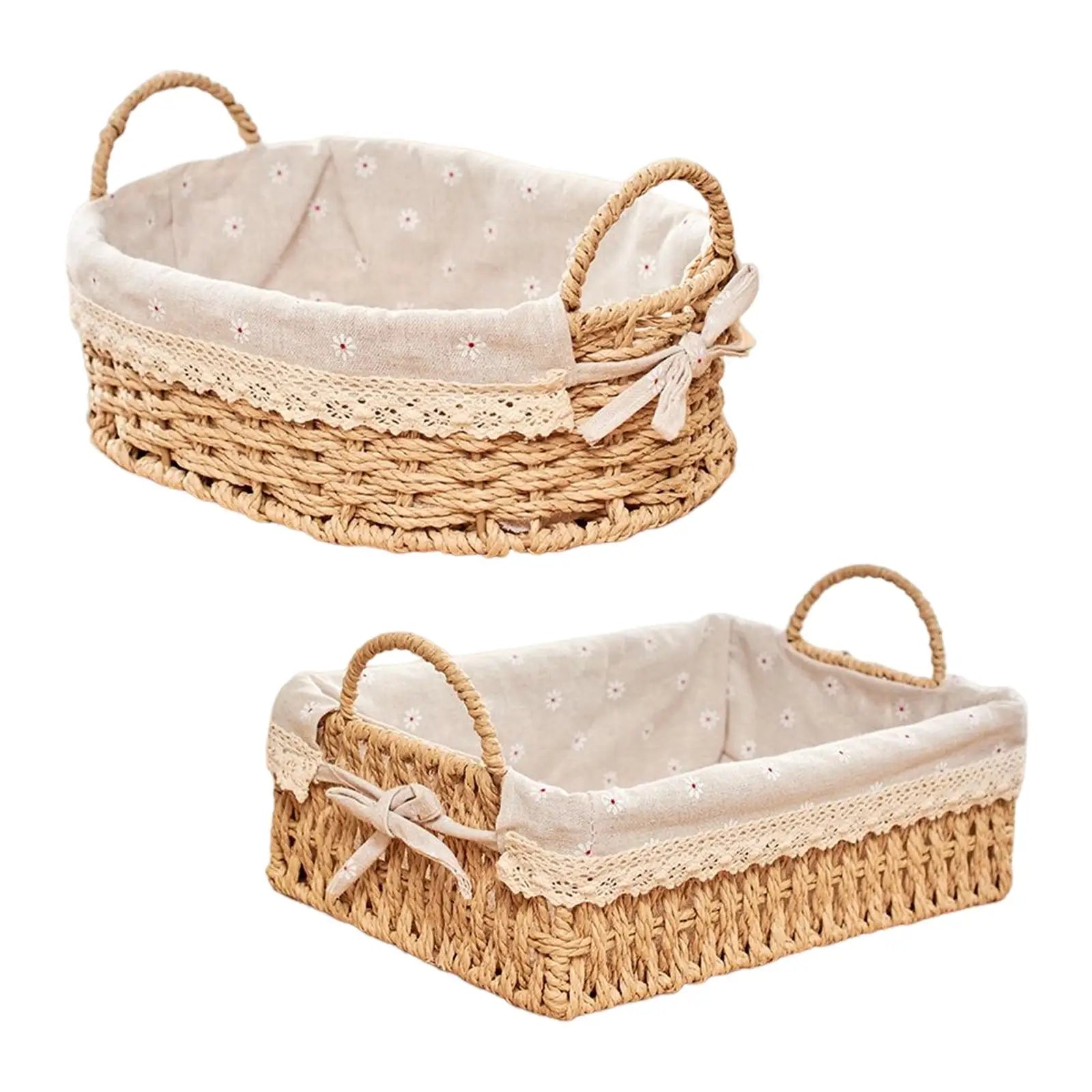 Handwoven Woven Storage Basket with Handles