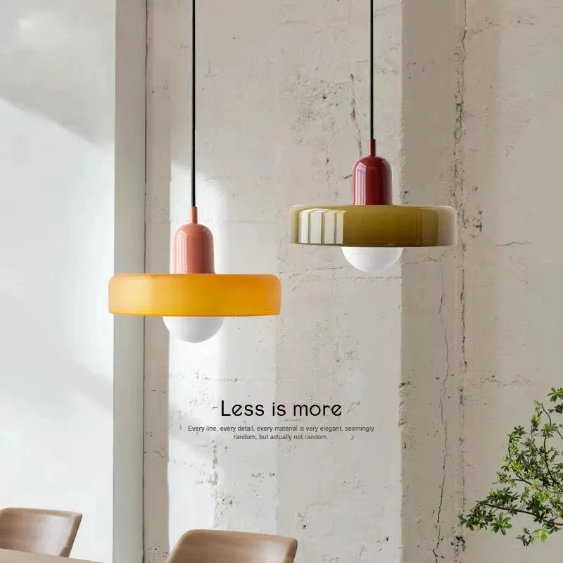 Nordic Glass Pendant Light – Pink/Orange/White Home Lighting
