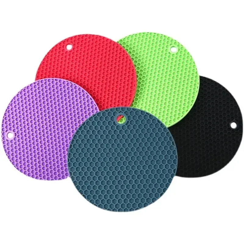 Round Heat-Resistant Silicone Mat Coasters – Non-Slip Pot Holders
