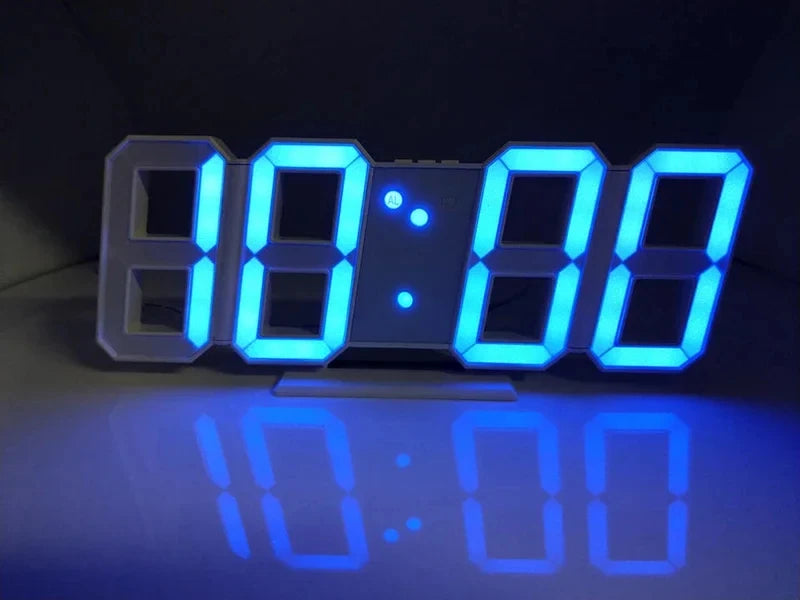 3D Digital LED Wall Clock with Night Glow & Adjustable Settings