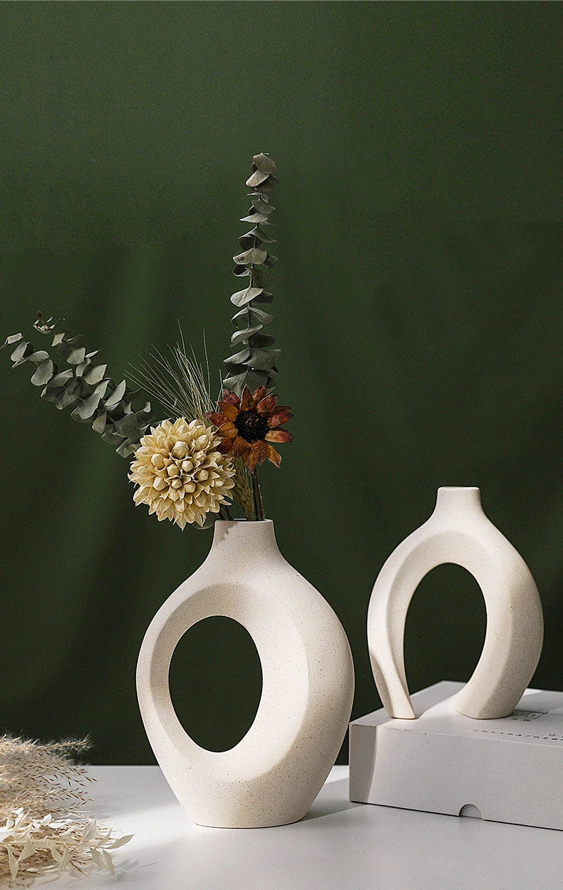 Set of 2 Hollow Nordic Ceramic Vases