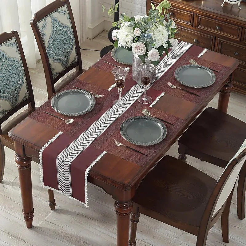 PVC Woven Striped Placemat – 30x45cm Washable Dining Mat