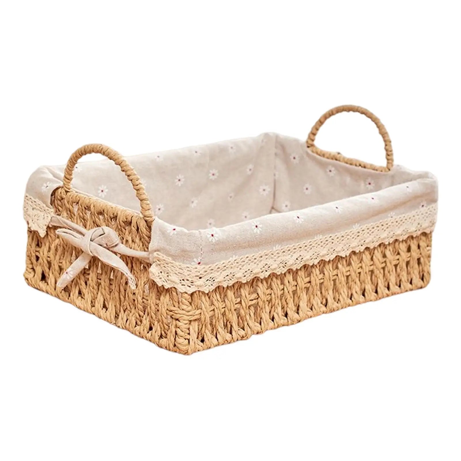 Handwoven Woven Storage Basket with Handles