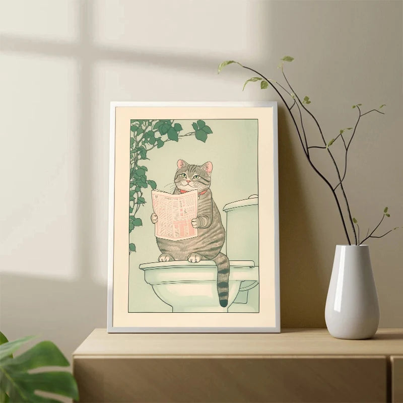 Japanese Tabby Cat Bathtub Poster