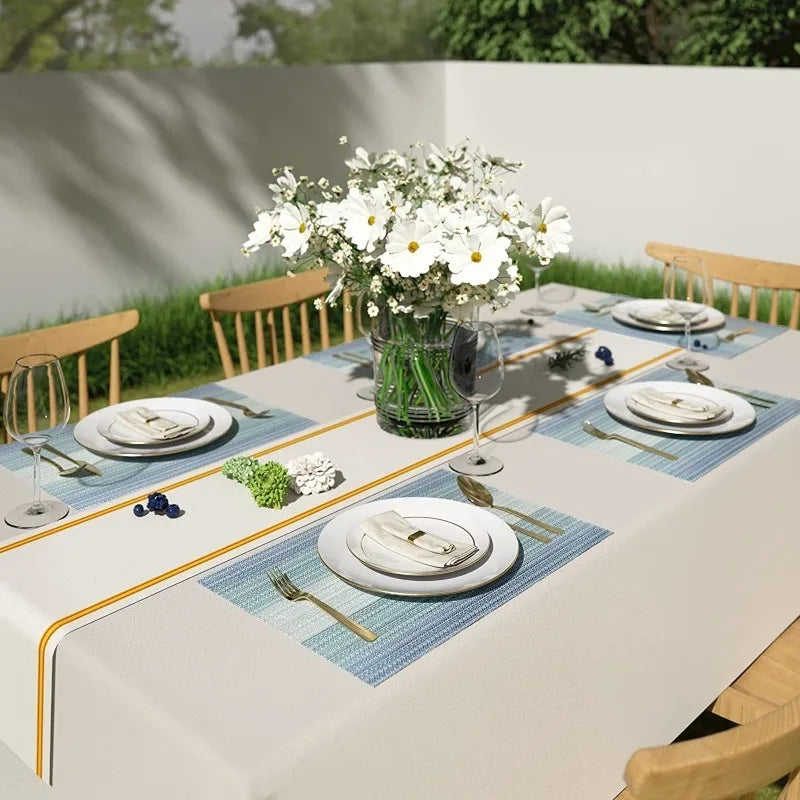 PVC Woven Striped Placemat – 30x45cm Washable Dining Mat