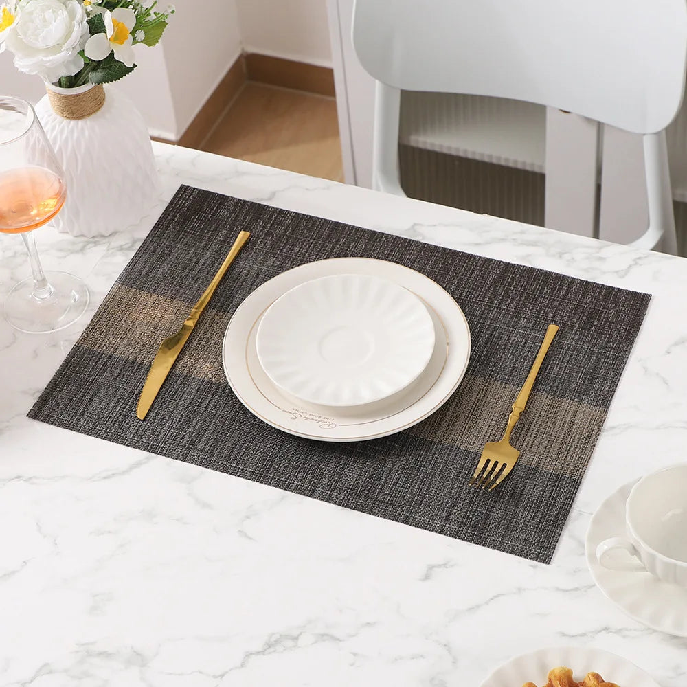 PVC Woven Striped Placemat – 30x45cm Washable Dining Mat
