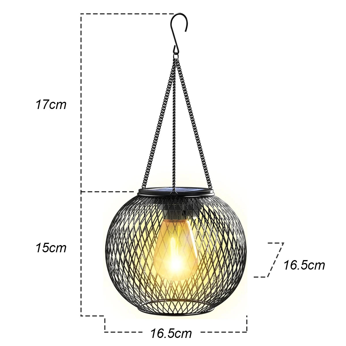 Solar Lantern Led Light Daylight Sensor Garden Lamps Lights Outdoor Waterproof 3000k Landscape Iron-art With Durable Chain Decor