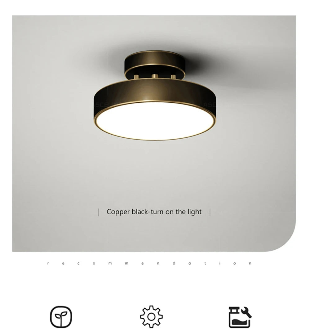 Modern LED Ceiling Light – Nordic Copper Round Lamp