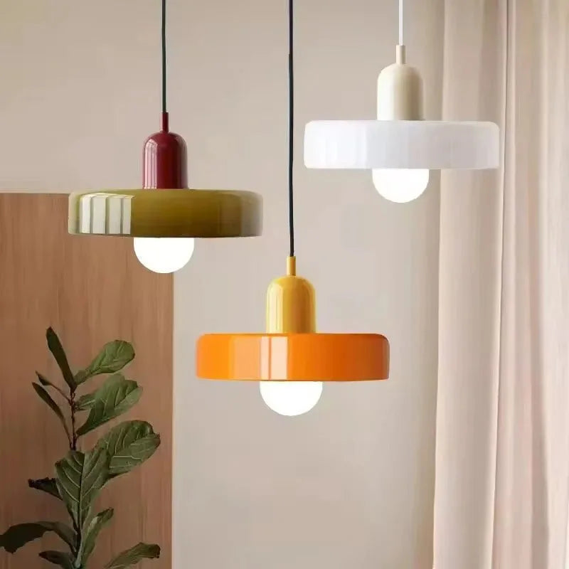 Nordic Glass Pendant Light – Pink/Orange/White Home Lighting