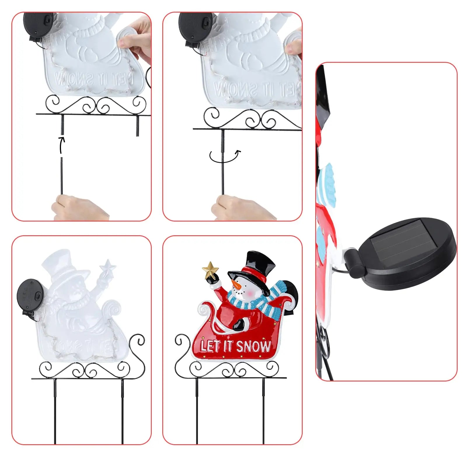 Solar LED Outdoor Christmas Metal Yard Stakes – Santa Claus & Elk