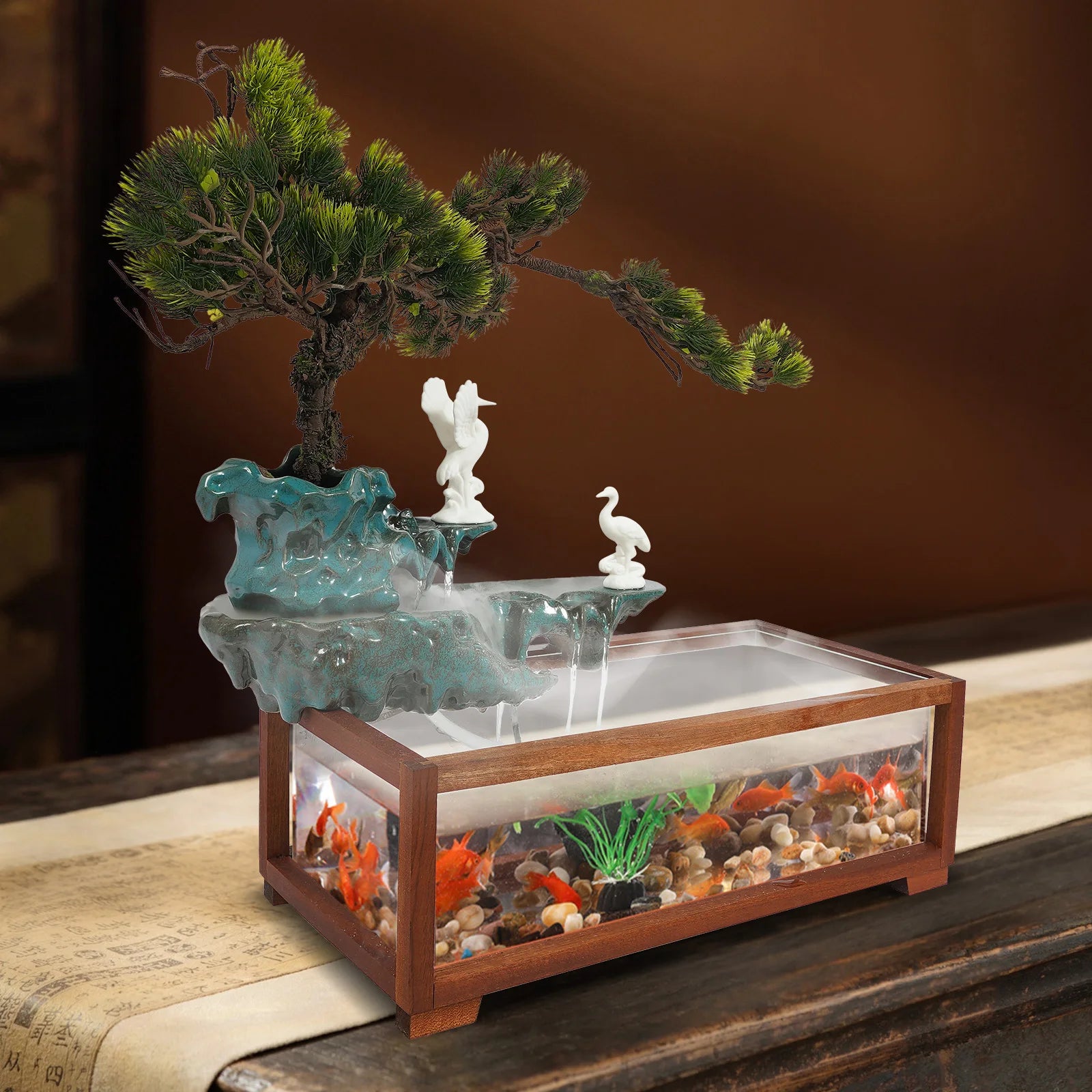 LED Fish Tank Tabletop Fountain