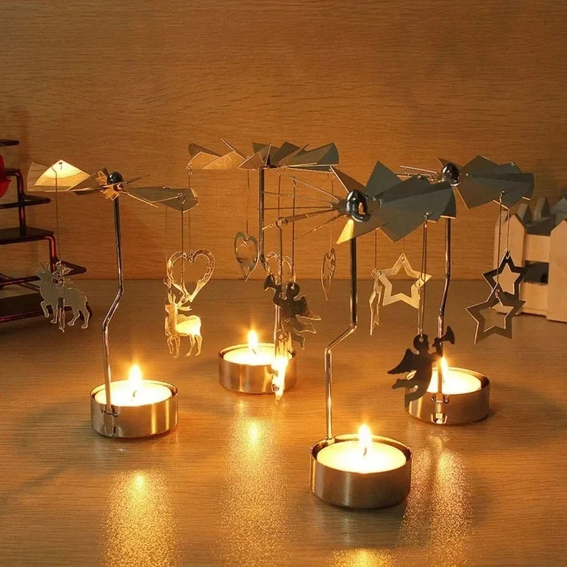 Metal Rotating Candle Holder – Christmas & Party Decor