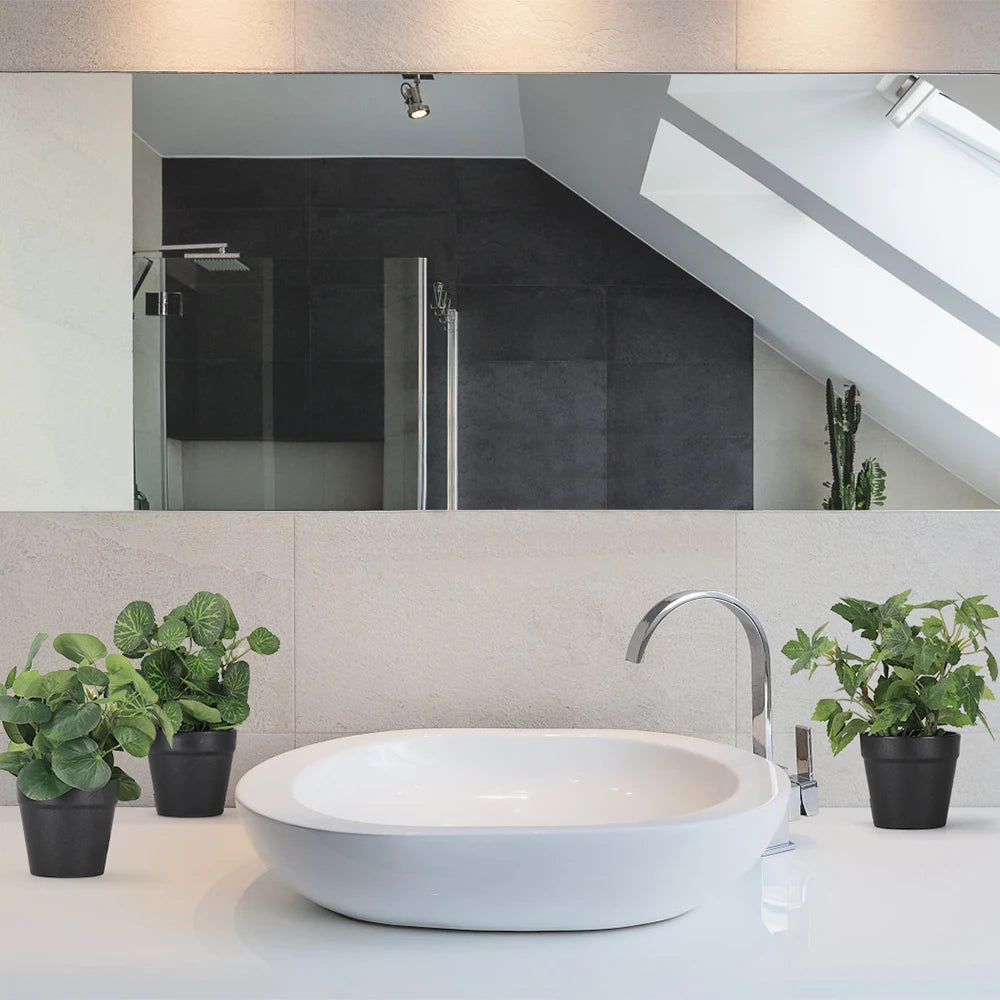 Mini Faux Eucalyptus Plant in Black Pot