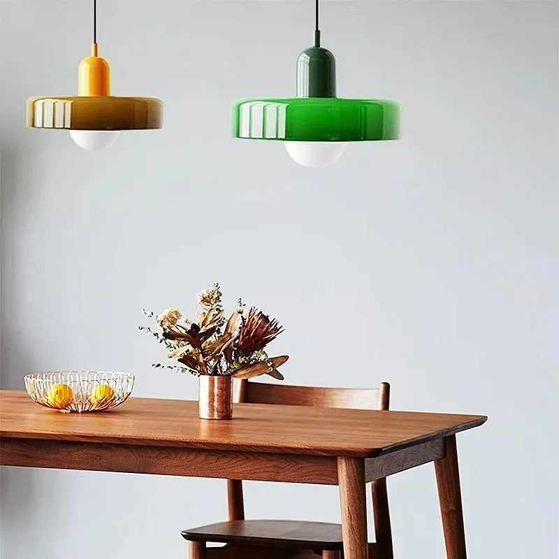 Nordic Glass Pendant Light – Pink/Orange/White Home Lighting