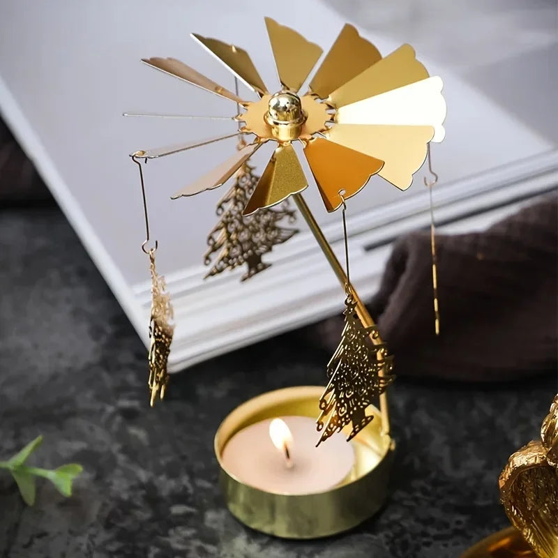 Metal Rotating Candle Holder – Christmas & Party Decor