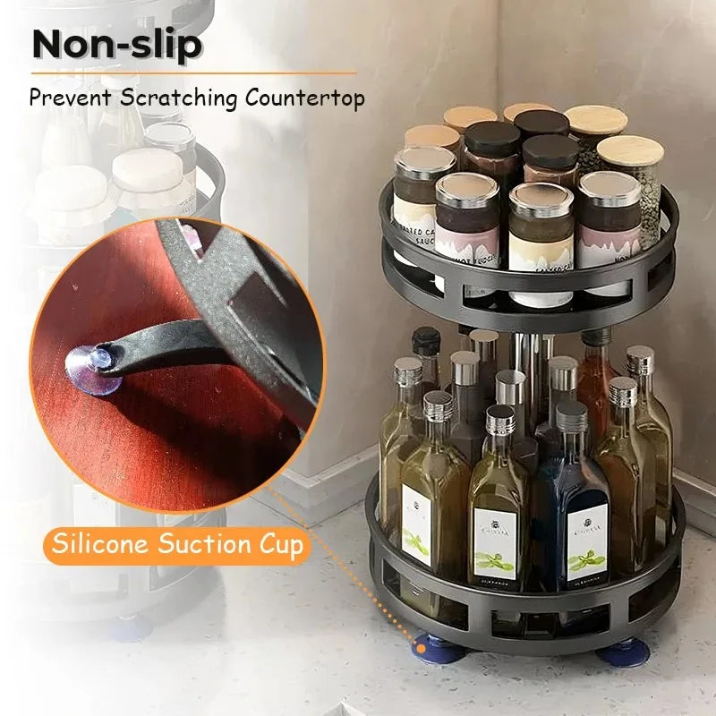 360° Rotating Spice Rack Organizer Tray