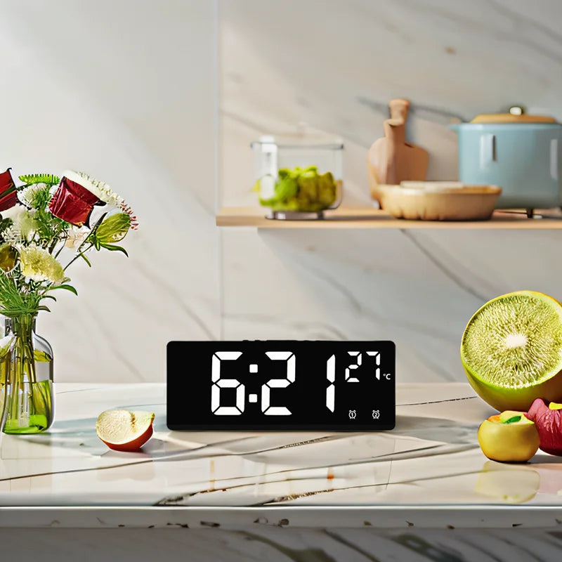 Digital Travel Alarm Clock with Temperature & Large Display