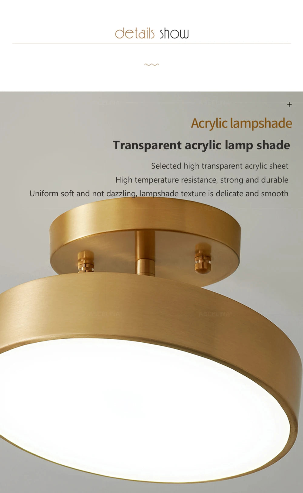 Modern LED Ceiling Light – Nordic Copper Round Lamp