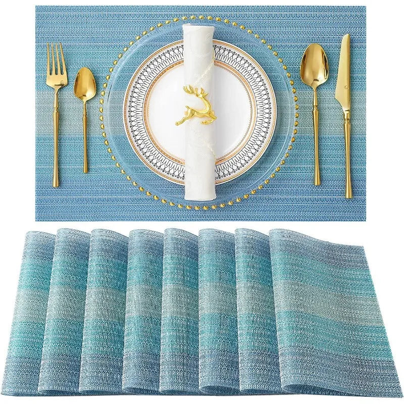 PVC Woven Striped Placemat – 30x45cm Washable Dining Mat