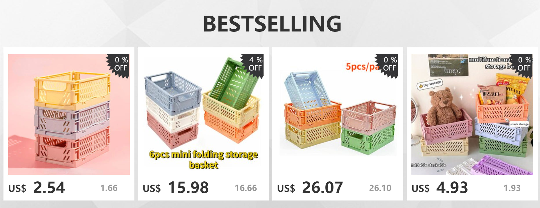 Plastic Foldable Storage Crate Box Organizer