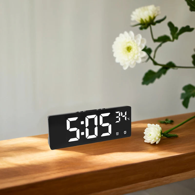 Digital Travel Alarm Clock with Temperature & Large Display