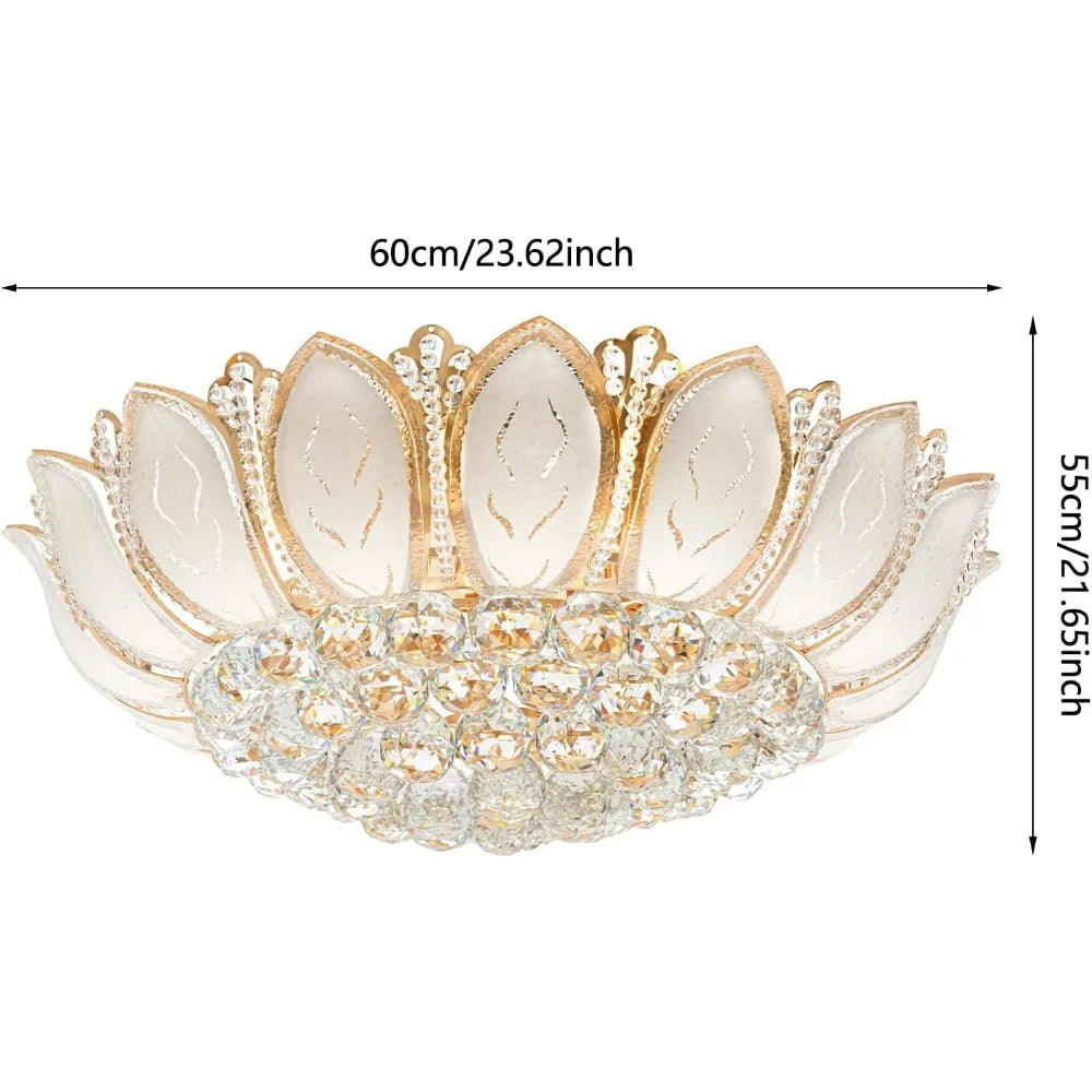 7-Head Crystal Lotus LED Chandelier