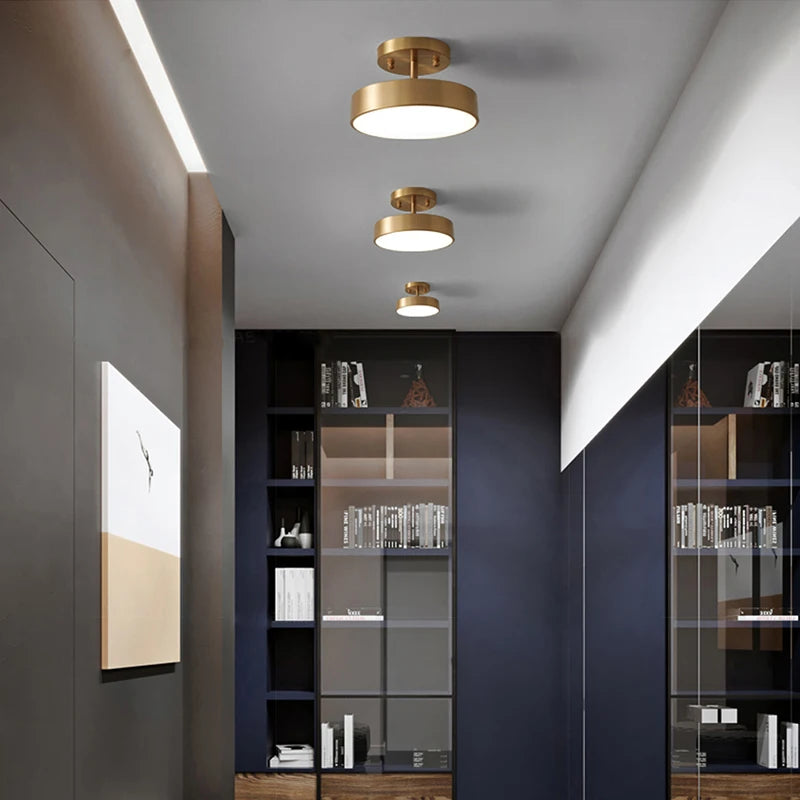 Modern LED Ceiling Light – Nordic Copper Round Lamp