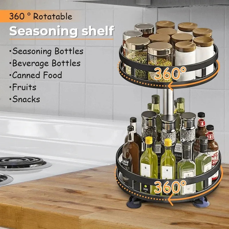360° Rotating Spice Rack Organizer Tray