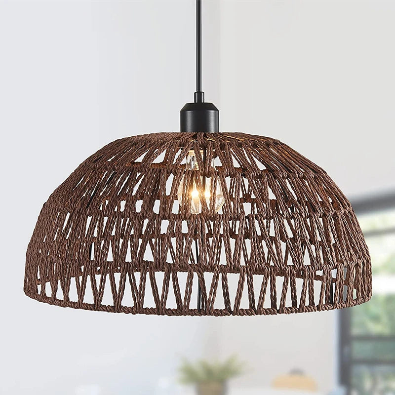 Japanese-Style Hemp Rope Woven Pendant Light