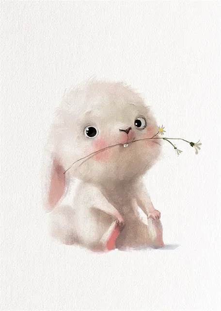 Cute Baby Animals Nursery Wall Art – Kawaii Bunny, Fox, Panda Prints