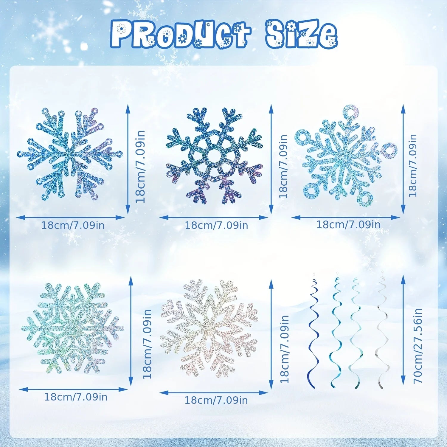 24pcs Frozen Style Snowflake Ceiling Streamers