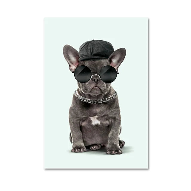 Fashion Dog & Cat Canvas Posters – Cute Animal Wall Art